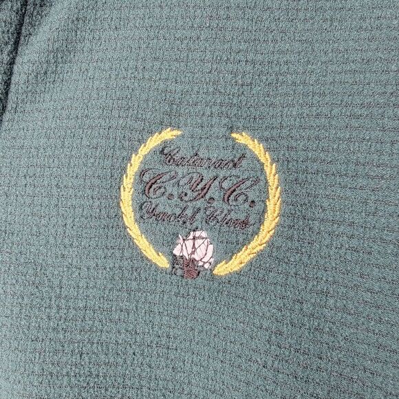 🛥Green 90s Vintage Oversized Yacht Club Long Sleeve Polo Sweatshirt Size Medium - Picture 4 of 8